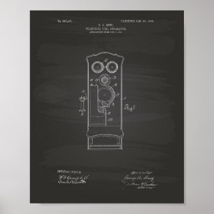Pôster Telephone Toll 1906 Patent Art Chalkboard
