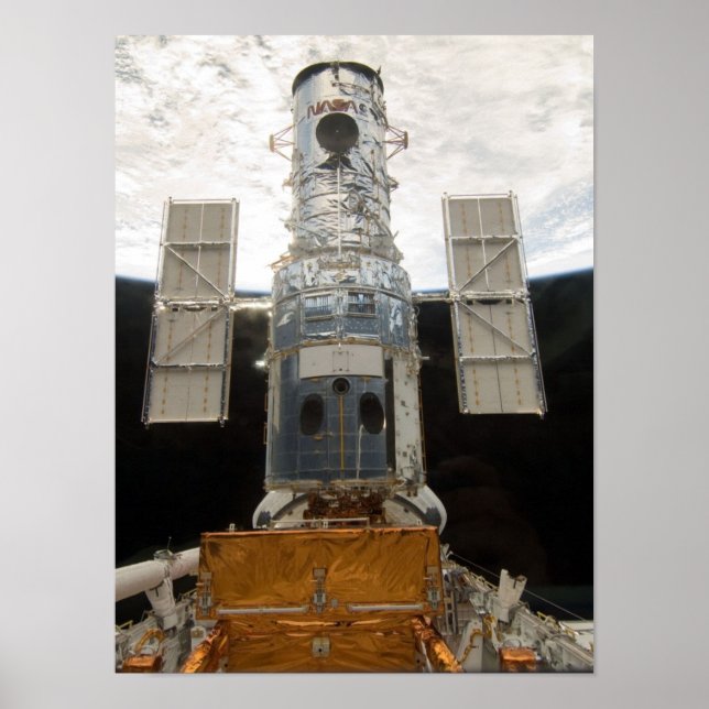 Pôster Telescópio Espacial Hubble e Atlantis (Frente)