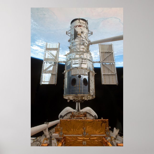 Pôster Telescópio Espacial Hubble e Atlantis (Frente)