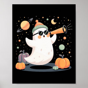 Poster Telescópio Fantasma Espacial Kawaii Spooky Bomba d