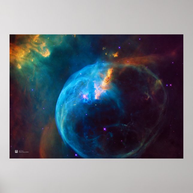 Poster Telescópio Hubble: Nebulosa da Bolha (2016), NGC 7 (Frente)