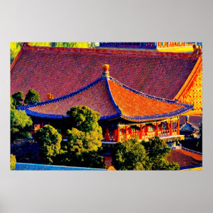 Poster Telhado do Pavilhão Azul Cidade Proibida