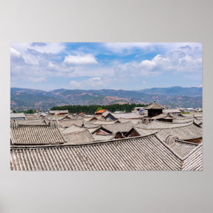 Poster Telhados em telhas tradicionais chinesas, Dali, Yu