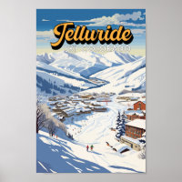 Telluride Colorado Winter Viagem Art Vintage