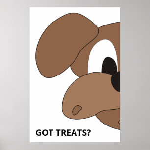 Poster Tem guloseimas? Cachorro curioso