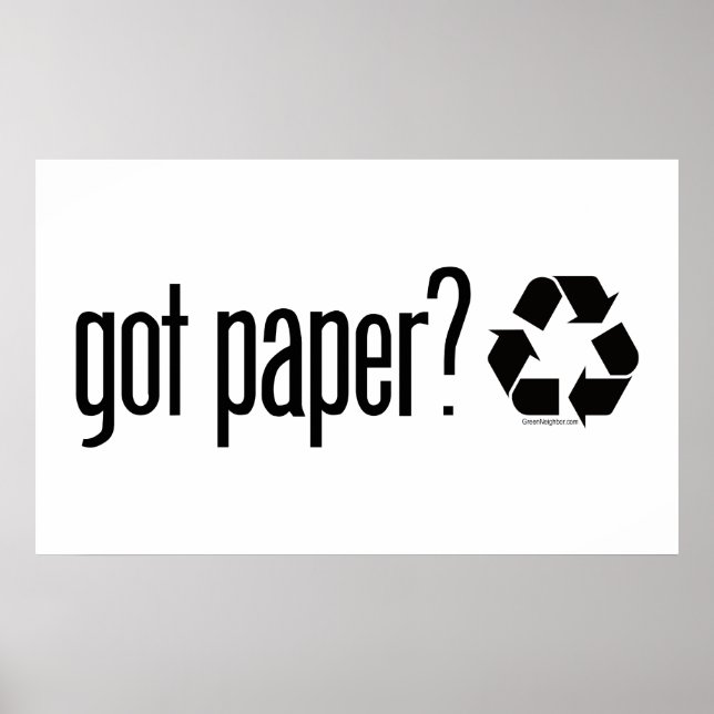 Pôster tem papel? Sinal de reciclagem (Frente)