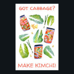Poster Tem repolho? Faça com que Kimchi divirta a água pi<br><div class="desc">Veja este padrão de fermentação super legal e divertido. Os ingredientes de Kimchi voam sobre esta poster. Mão pintada em aquarela por mim para você! Altere o texto, se quiser! E não se esqueça de verificar meu compro por mais produtos e designs! E é claro, entrem em contato se quiserem...</div>