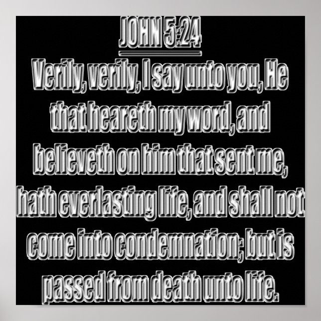 Poster Tem Vida Eterna João 5 24 KJV (Frente)