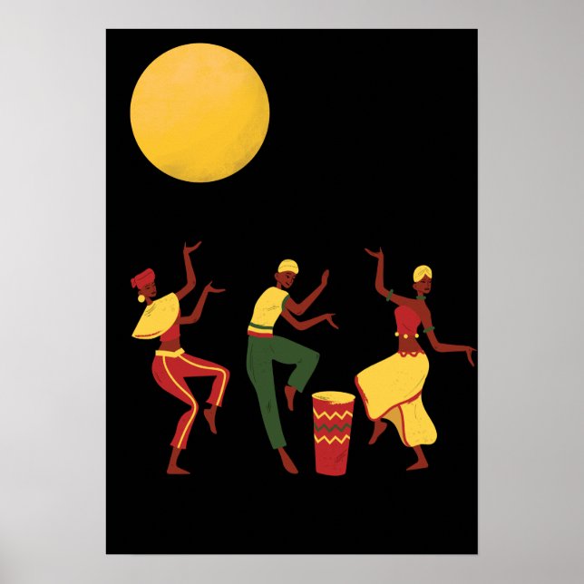 Poster Tema africano - dança à luz da lua (Frente)