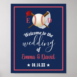 Poster Tema Baseball Marinho de Casamento Esportivo Azul