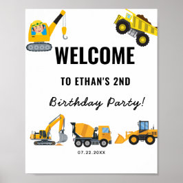 Poster Tema de Aniversário de Construção para Meninos