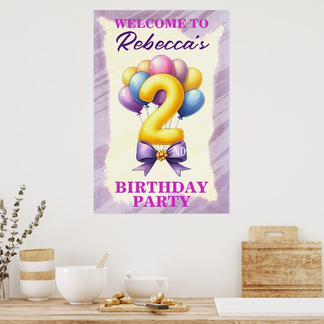 Poster Tema de Balão de Aniversário de 2 anos (Cozinha)