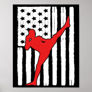 Poster Tema de Bandeira Americana Muay Thai Gráfico Desig