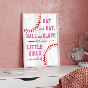 Poster Tema de beisebol Do que as meninas são feitas