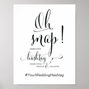 Pôster Tema de caligrafia do Sinal de Hashtag Snap Weddin
