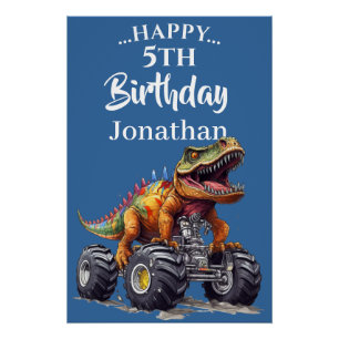 Pôster Tema de Caminhão Monstro do Dinossauro T-Rex