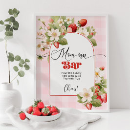 Poster tema de chá de bebê de morango bar Mom-osa