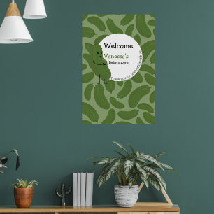 Poster tema de chá de fraldas de boas-vindas à picada grá