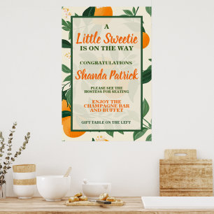 Poster Tema de Chuveirinho de Bebê Laranja Fofo