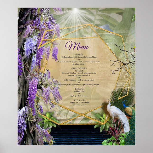 Poster Tema de Dreamscape de Wisteria e aves grandes (Frente)