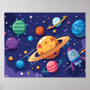 Poster Tema de espaço e planeta