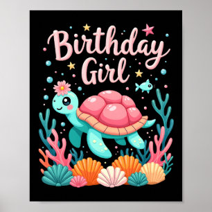 Poster Tema de festa de aniversário da Tartaruga Marinha