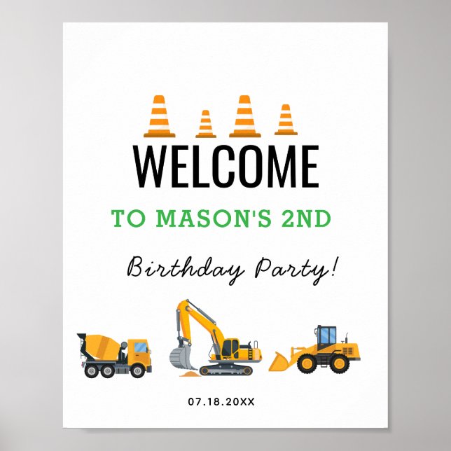 Poster Tema de Festa de Aniversário de Construção para Me (Frente)
