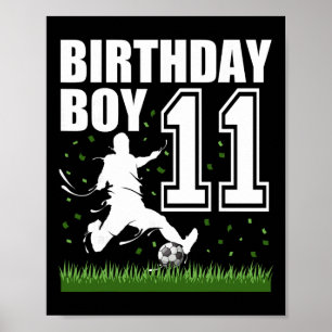 Poster Tema de festa de aniversário de futebol de 11 anos