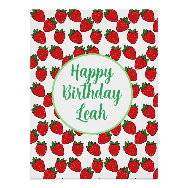 Pôster Tema de Festa de aniversário de Morango (Frente)