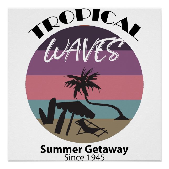 Pôster Tema de fuga de ondas tropicais (Frente)