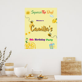 Poster Tema de Limão para Aniversário de Crianças