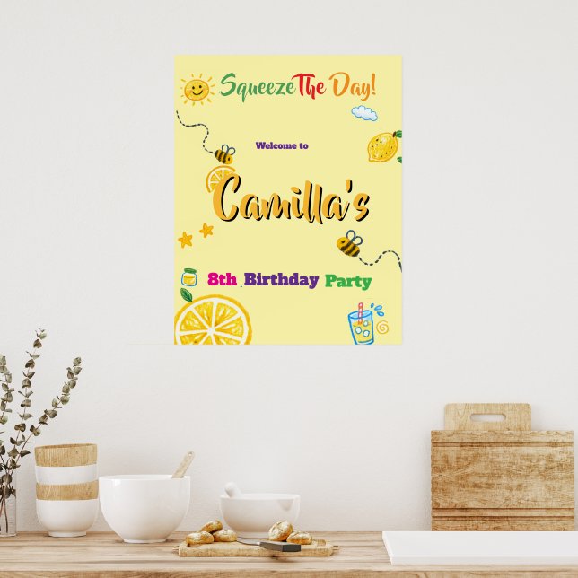 Poster Tema de Limão para Aniversário de Crianças (Cozinha)