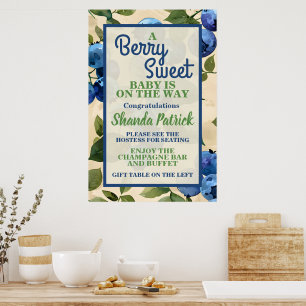 Poster Tema de Mirtilo Doce para Chás de Bebê