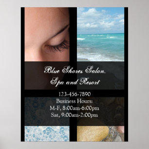 Pôster Tema de Resort de Spa de Luxo Azul e Preto