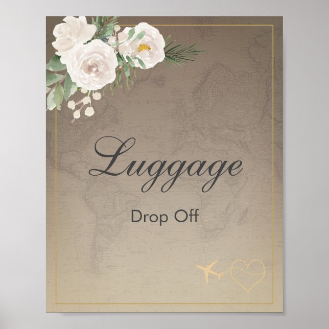 Poster Tema de viagem para chá de noiva Entrega de Bagage (Frente)