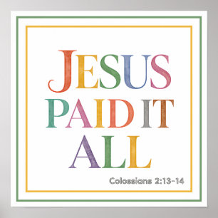 Poster Tema Divino Redentor Colorido Jesus Pagou Tudo