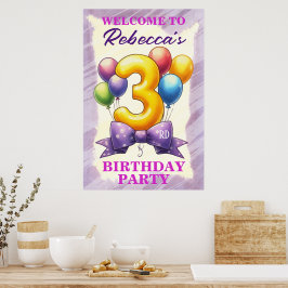 Poster Tema do Balão aniversário de 3 anos