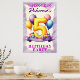 Poster Tema do Balão de 5 Birthday