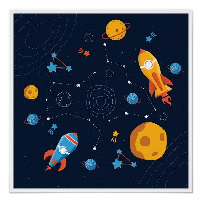 Pôster tema do espaço azul escuro (Frente)