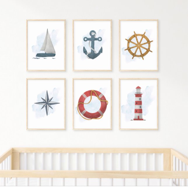 Poster Tema do Oceano Náutico da Roda do Navio de Helm Ma (Criador carregado)