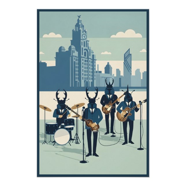 Pôster tema dos Beatles de Liverpool (Frente)