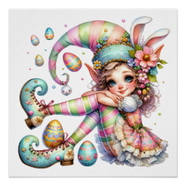 Pôster Tema Elf de Páscoa precioso