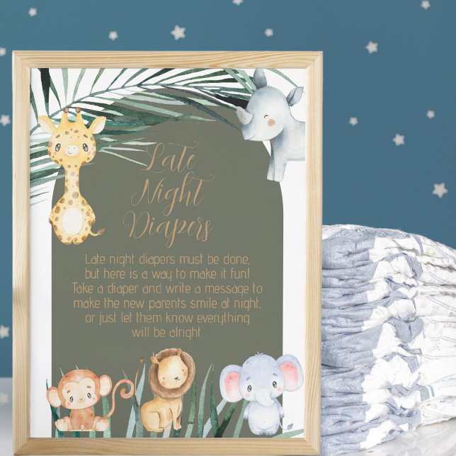 Poster Tema Safari Ditos de Fralda Noturna Tarde (Criador carregado)