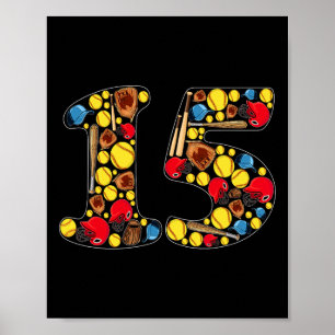 Poster Tema Softll de Aniversário de 15 Anos para Meninas