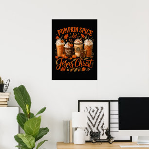 Poster Tempero de Abóbora E Jesus Cristo Outono Cristão