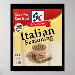 Poster Tempero de Ervas Italiano Fantasia de Condimento E