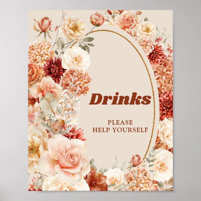 Poster Temperos de jardim outonal boho laranja bege ferru (Frente)