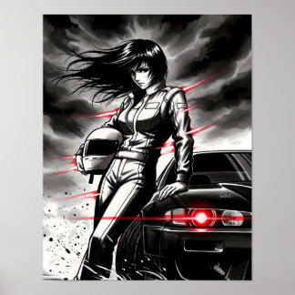 Poster Tempestade Anime Racing - Female Street Racer em S
