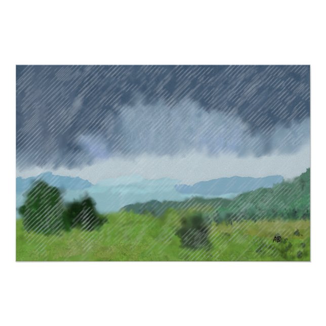 Pôster Tempestade de chuva sobre a terra, (Frente)