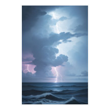 Tempestade de relâmpago com o Oceano